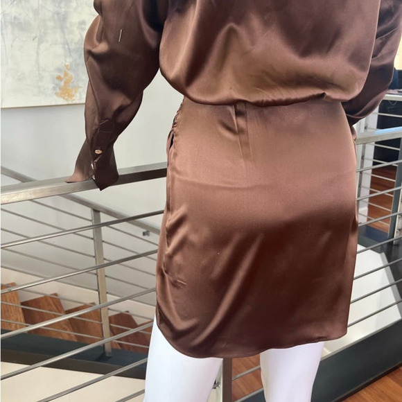 Ser.o.ya Shea Silk Dress in Chocolate - Picture 10 of 14